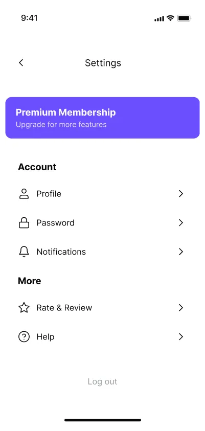 Mobile App Settings Page - Intuitive Controls