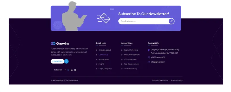 Footer Component - Comprehensive Website Navigation