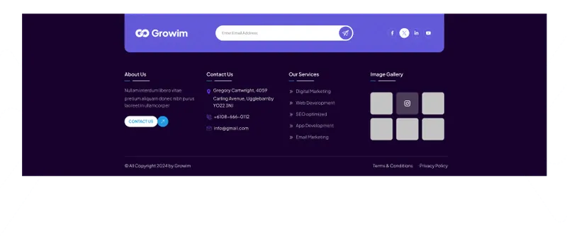 Footer Component - Comprehensive Website Navigation