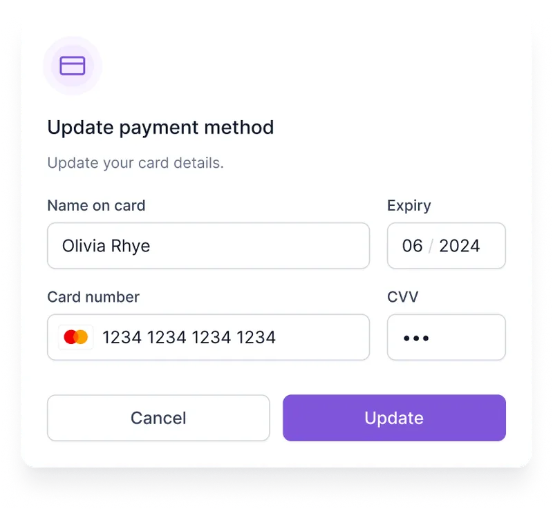 Update Payment Method Form for Websites - Figma Component