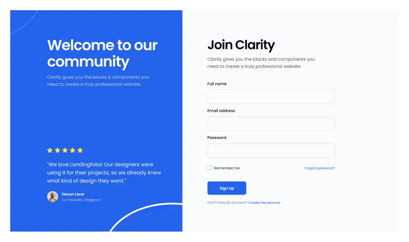 Signup Page Component for Websites - Effortless User Registration