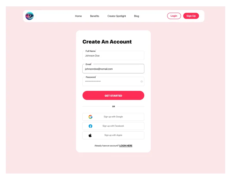 Figma Website Login Page - Streamlined User Authentication
