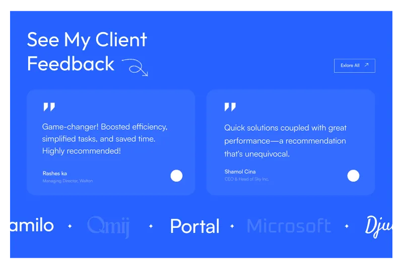 Figma Website Testimonials Section for Portfolio - Build Credibility