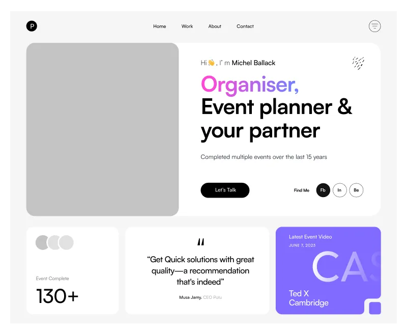 Event Planner Hero Section - Stylish Figma Website Component