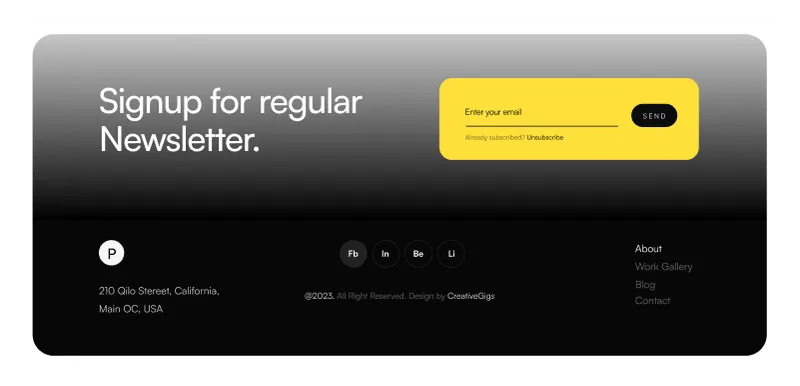 Website Footer with Newsletter Signup - Figma Component for Engagement