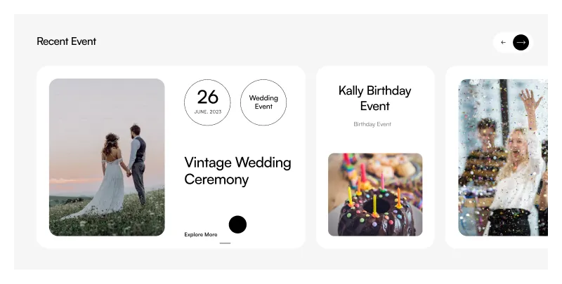 Website Services Section for Recent Events - Figma Component for Showcasing Highlights