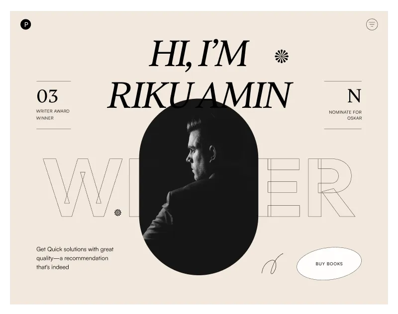 Website Hero Section for Writers - Figma Component for Creative Portfolios