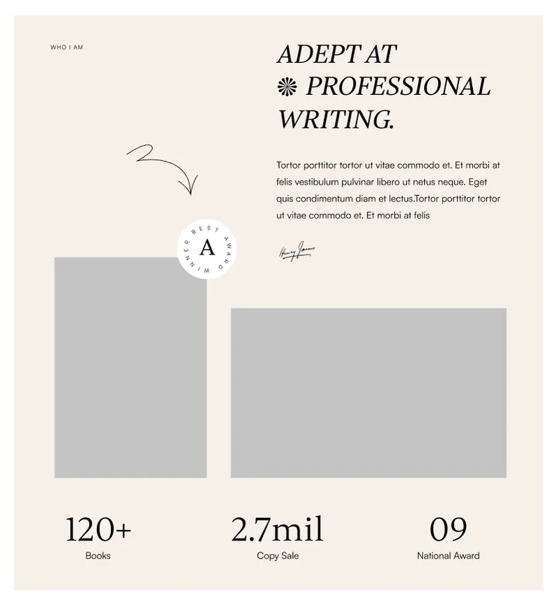 Website About Section for Writers - Figma Component to Share Your Story