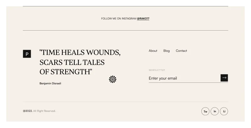 Website Footer Section for Writers - Figma Component for Creative Websites