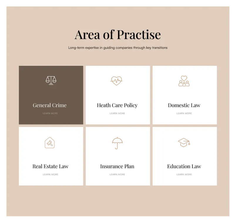 Website Area of Practice Section for Law Firms - Figma Component
