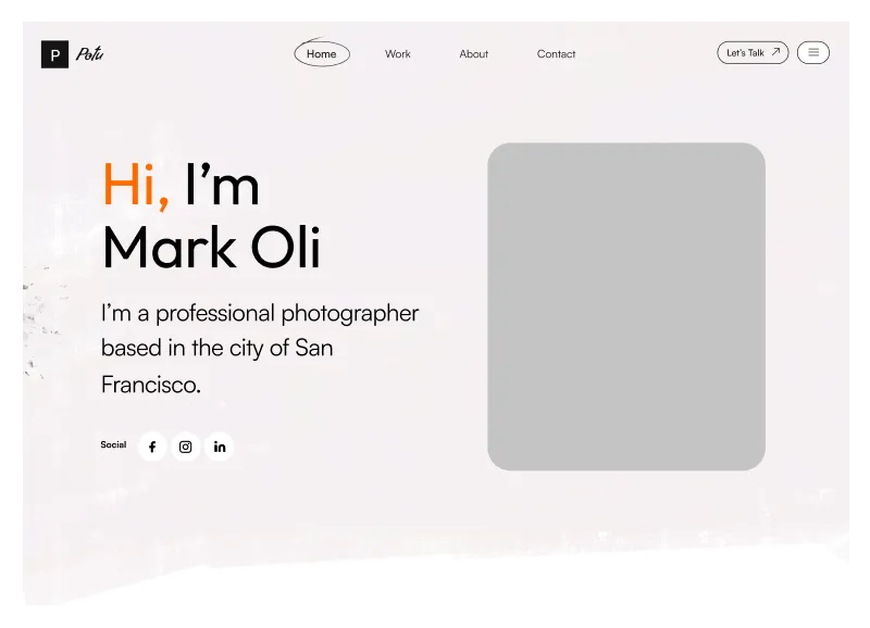 Website Hero Section for Professional Photographers - Figma Component