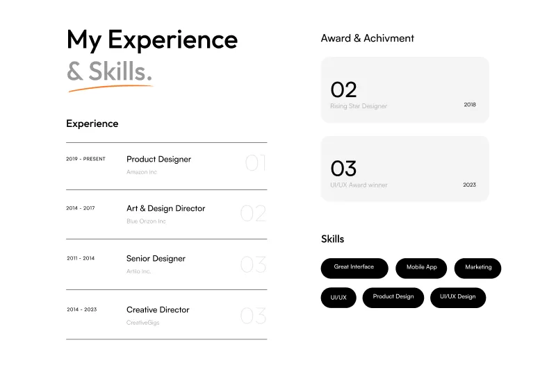 Website Experience & Skills Section - Figma Component
