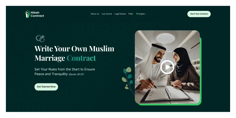 Website Hero Section for Marriage Contract - Figma Component for Legal Websites