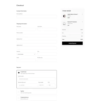 Checkout Component - Figma UI Design Element