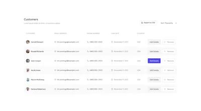 Table Component - Figma UI Design Element