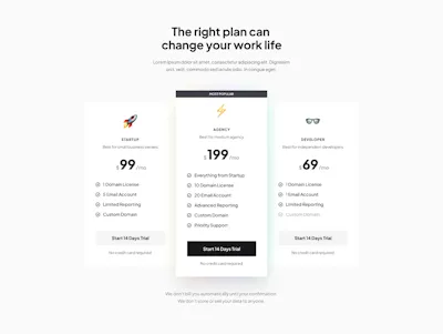 Pricing 3 Component - Figma UI Design Element
