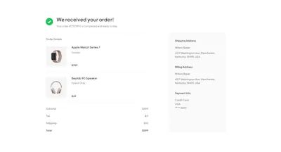 Order confirmation Component - Figma UI Design Element