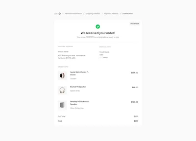 Order confirmation Component - Figma UI Design Element