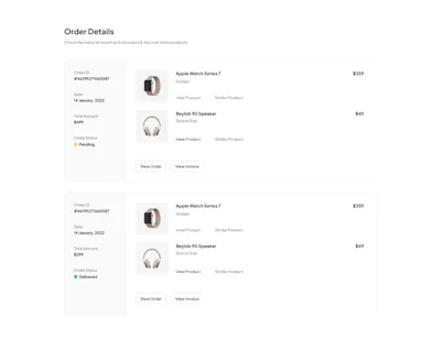 Order Details Component - Figma UI Design Element