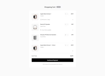 Cart Component - Figma UI Design Element