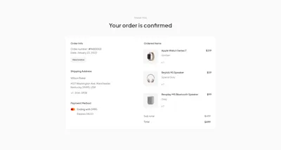 Order confirmation Component - Figma UI Design Element