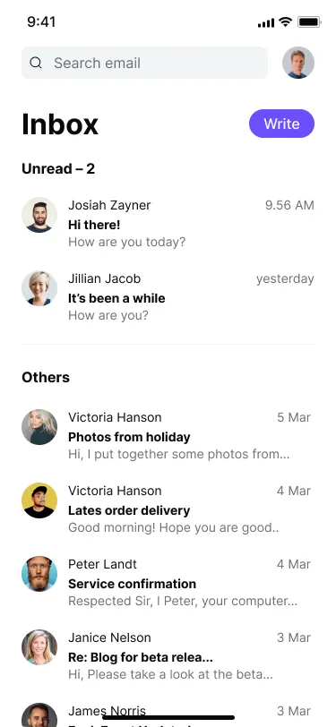 Inbox Component - Figma UI Design Element