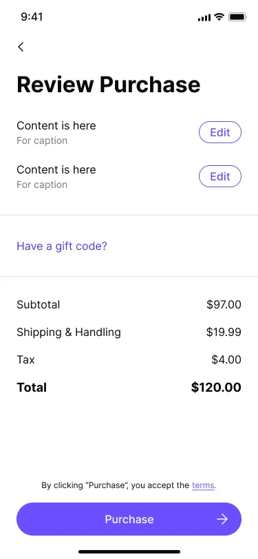 Checkout Component - Figma UI Design Element